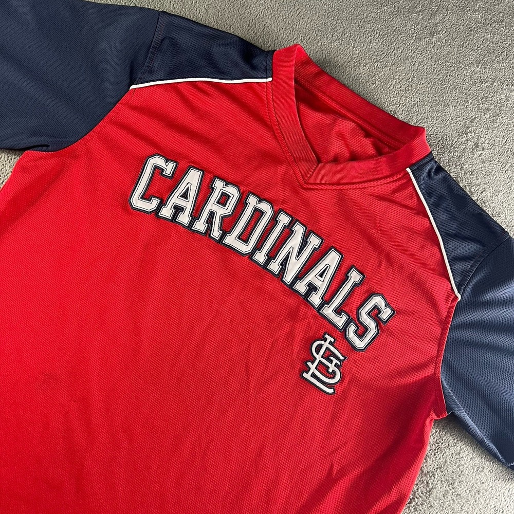 Stitches Men's Cardinals Jersey Blue Red Size Large Short Sleeve Athletic Wear